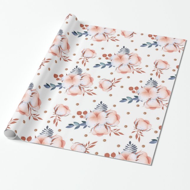Papel De Presente Flores Cor-de-Rosa Esfareladas (Desenrolado)