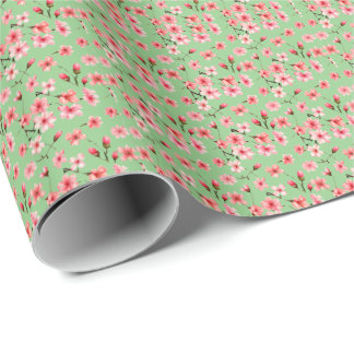 Papel De Presente Flores cor-de-rosa esverdeadas calmantes de verão