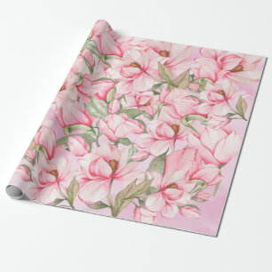 Papel De Presente Flores cor-de-rosa Primavera Magnolia