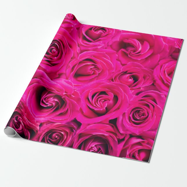 Papel De Presente Flores cor-de-rosa rosa fundo (Desenrolado)