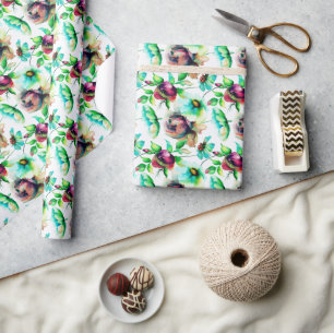 Papel De Presente Flores de Abstrato de Aquarelas de Pastel