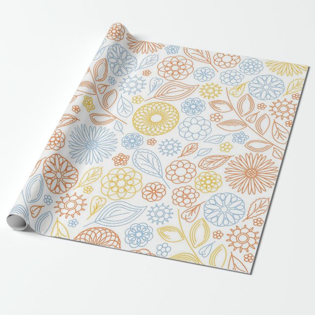 Papel De Presente Flores De Abstrato De Presente Xmas Em Branco (Desenrolado)