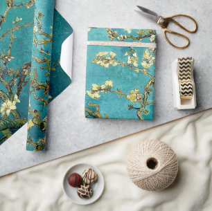 Papel De Presente Flores de Amendoeira de Van Gogh Impressionismo Cl