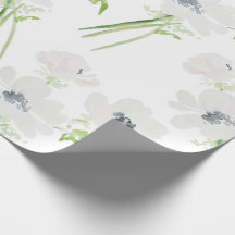 Flores de anêmona branco de aquarela