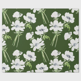 Papel De Presente Flores de anêmona branco de aquarela