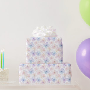 Papel De Presente Flores de Aniversário Cor-de-Rosa Azul Roxo Femini