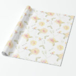Papel De Presente Flores de Aquarela Amarelo Limão Chá de Noiva<br><div class="desc">Flores de Aquarela Amarelo Limão chá de noiva</div>