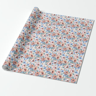 Papel De Presente Flores de aquarela, ilustração uniforme de padrões