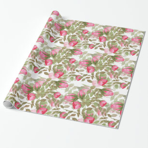 Papel De Presente Flores de aquarela perfeita rosas floral romântico