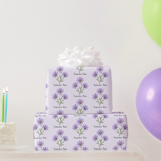 Papel De Presente Flores de Áster de Setembro (Presentes para festas)