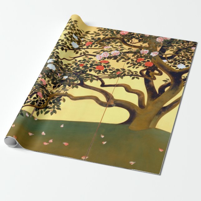 Papel De Presente Flores de Camélia de Hayami Gyoshū (Desenrolado)