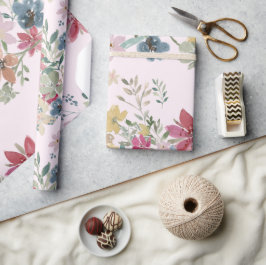 Papel De Presente Flores de Campo Bonito para Presente Rosa