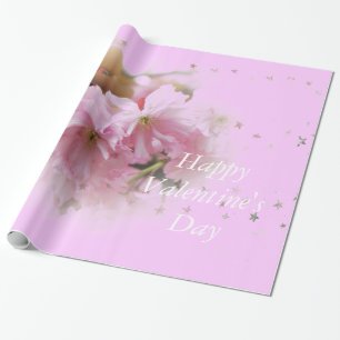 Papel De Presente Flores de cerejeira rosa feliz dia dos namorados r