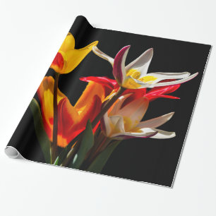 Papel De Presente Flores de chicote contra fundo preto