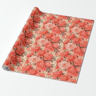 Papel De Presente Flores de coral chique