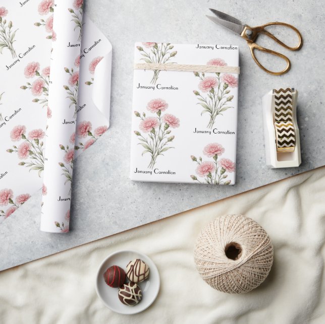 Papel De Presente Flores de Cravo de Janeiro (Artesanato)