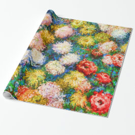 Papel De Presente Flores de crisântemo em uma Arte Bela Vase Monet