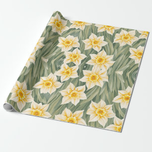 Papel De Presente Flores De Daffodil Padrão Floral