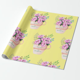 Papel De Presente Flores De dia de as mães Em Uma Xícara