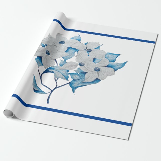 Papel De Presente Flores de Dogwood em Papel de Embalagem (Desenrolado)