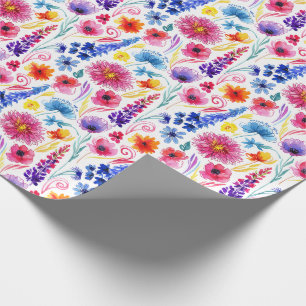 Papel De Presente Flores de Estilo de Aquarela Abstrata Brilhante