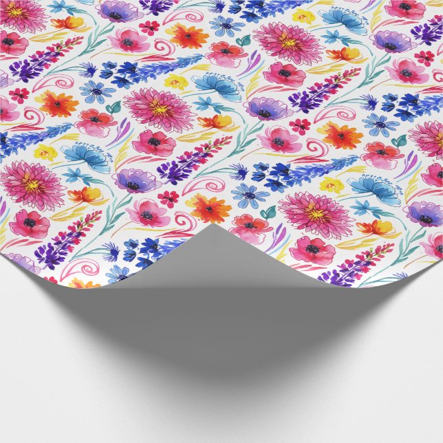 Papel De Presente Flores de Estilo de Aquarela Abstrata Brilhante (Ponta)