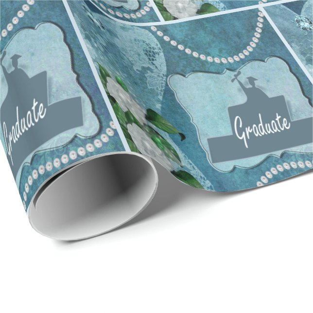 Papel De Presente Flores de Graduação de Pérolas Cardíacas (Ponta do rolo)