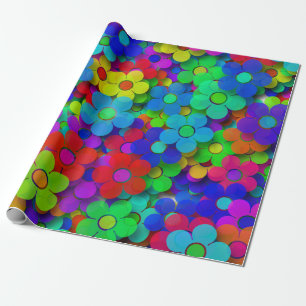 Papel De Presente Flores de Groovy Rainbow