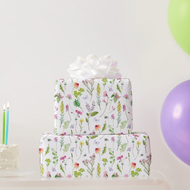 Papel De Presente Flores de Jardim bonito Arte Botânica Floral (Presentes para festas)