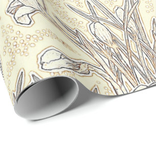 Papel De Presente Flores de Jardim de Crocos Brancos Flóridos