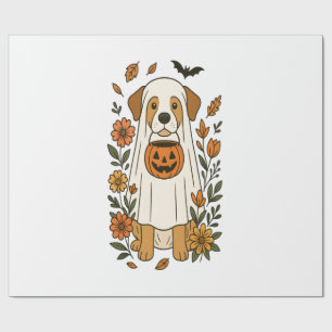 Papel De Presente Flores de Labrador Retriever de Halloween