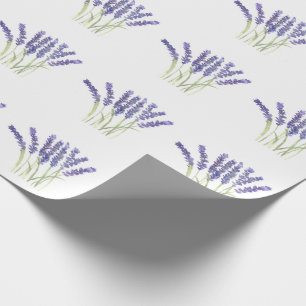 Papel De Presente Flores de lavanda Violet Herbs Watercolor Elegante