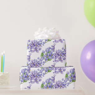 Papel De Presente Flores de Lilás em Aquarela Roxa
