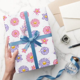 Papel De Presente Flores de Margarida