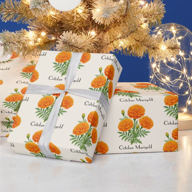 Papel De Presente Flores de Marigold de Outubro (Feriados)