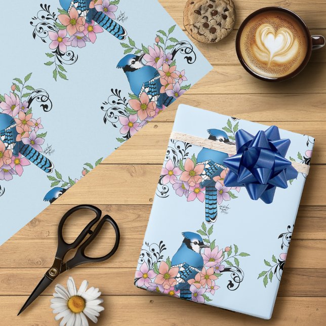 Papel De Presente Flores de Mola Azul (Criador carregado)