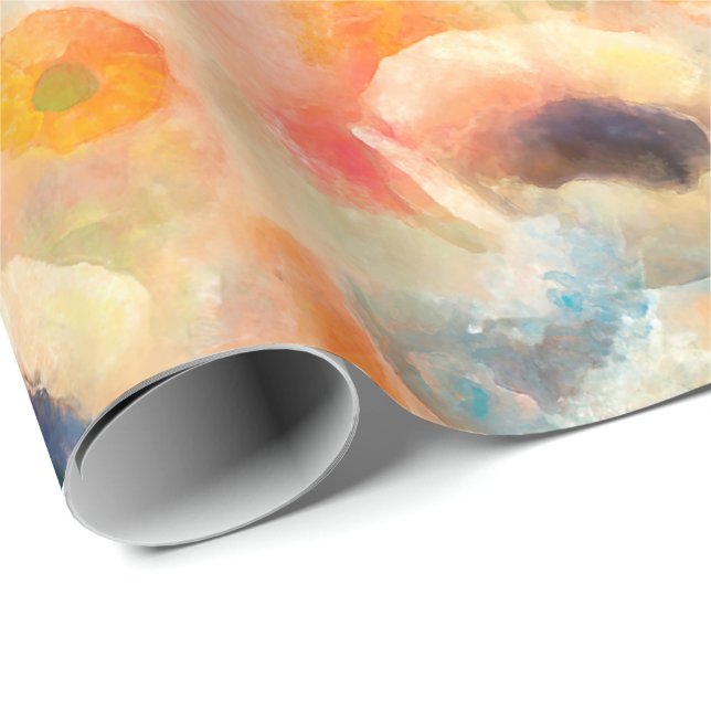 Papel De Presente Flores de Mola Laranja (Ponta do rolo)