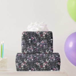Papel De Presente Flores de Moody Gótica Cascas e Corvos