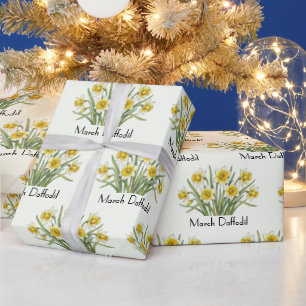 Papel De Presente Flores de Narciso de Março
