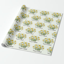 Papel De Presente Flores de Narciso de Março