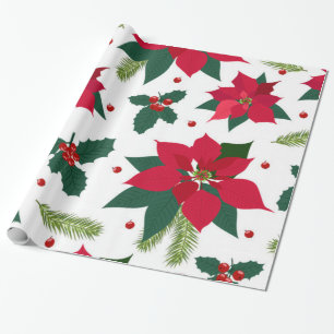 Papel De Presente Flores de Natal