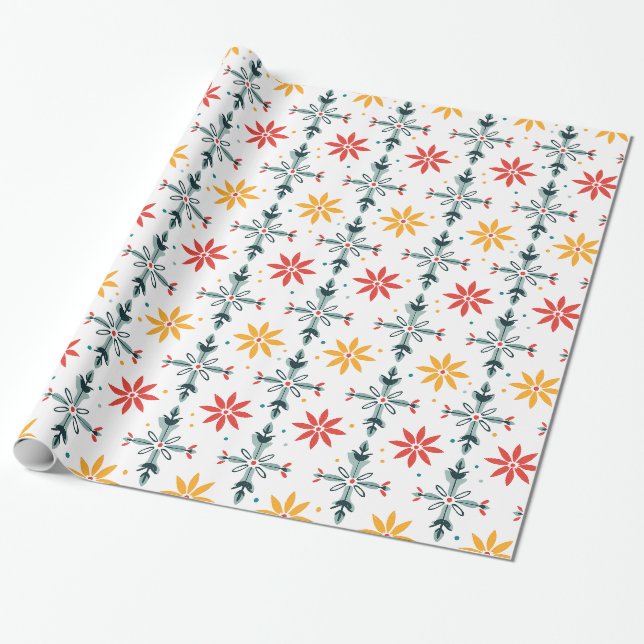 Papel De Presente Flores de Natal abstrato (Desenrolado)