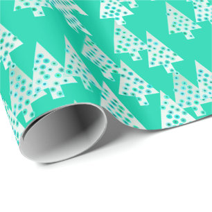 Papel De Presente Flores de Natal modernas - verde-marinho