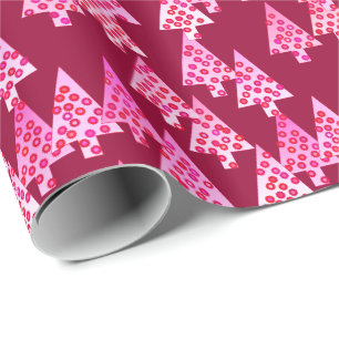Papel De Presente Flores de Natal modernas - vinho e rosa