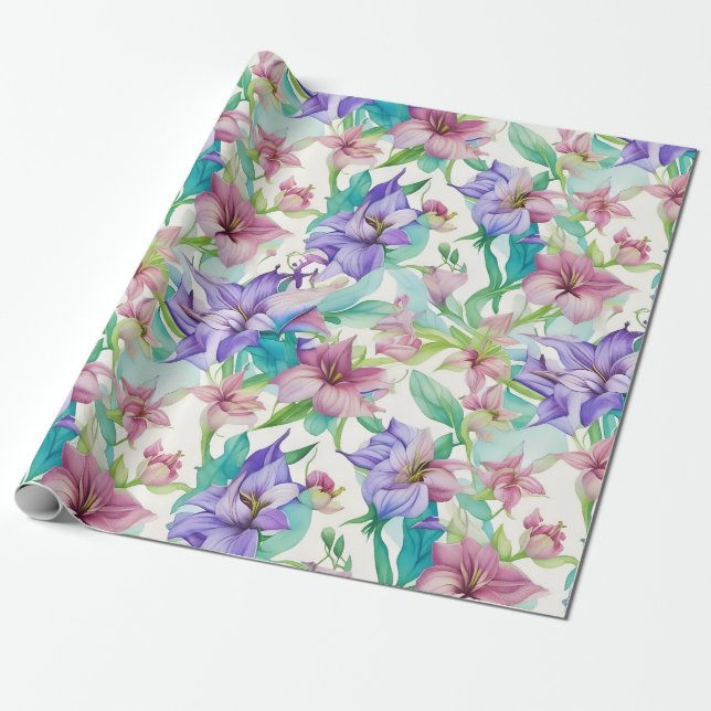 Papel De Presente Flores de Padrões Florais (Desenrolado)