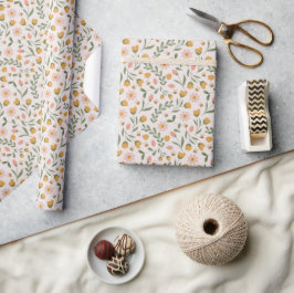 Papel De Presente Flores de Páscoa de Primavera de Aquarela