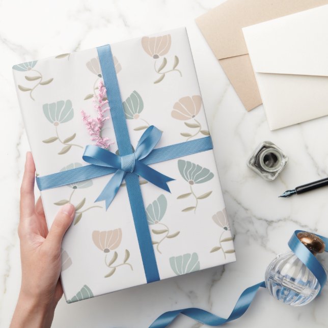 Papel De Presente Flores de Pastel Retro (Presentear)