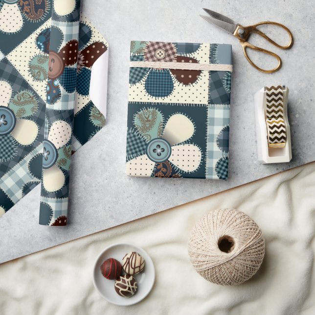 Papel De Presente Flores de patch (Artesanato)