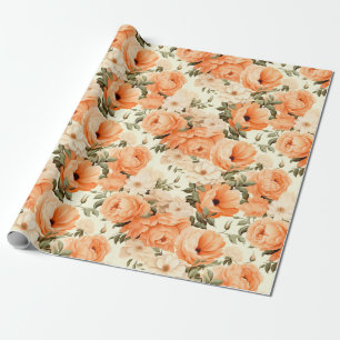 Papel De Presente Flores de pêssego bege deliciosas