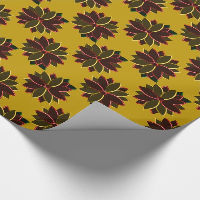 Papel De Presente Flores de Poinsettia Metálica 10, WRAP de GIFT Dou (Ponta)